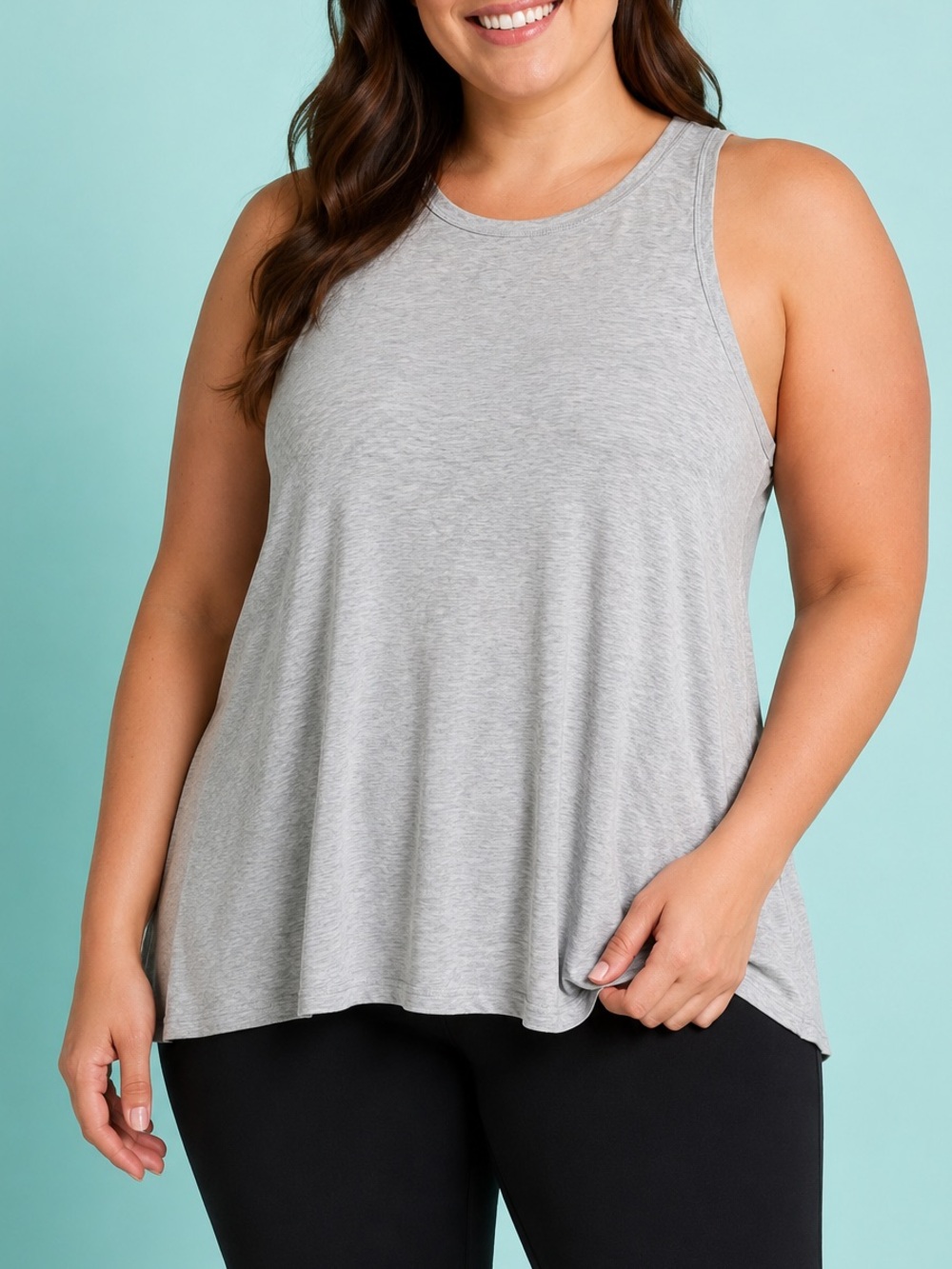 Athleta Gray Ribbed Modal Racerback Tank Top Soft Stretch Lounge Activewear L